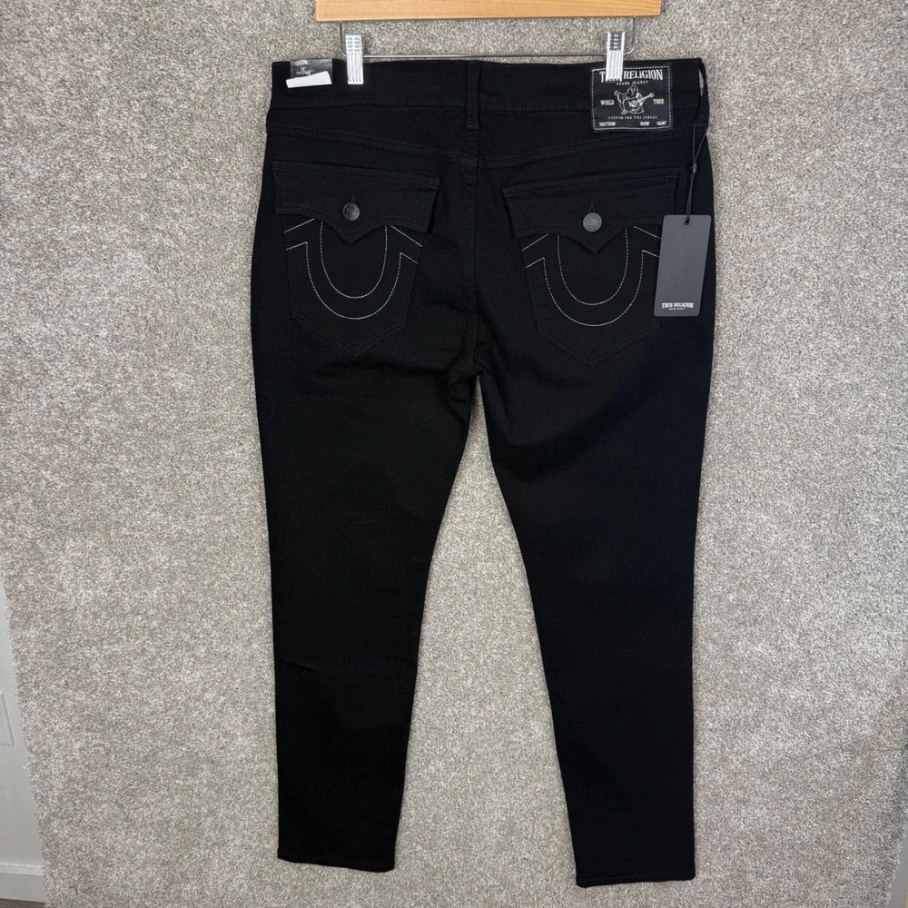 True Religion Rocco Relaxed Skinny Flap Black Jeans 105707 Mens 34x32 NEW